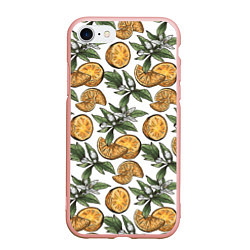 Чехол iPhone 7/8 матовый Узор из тропических апельсинов, цвет: 3D-светло-розовый