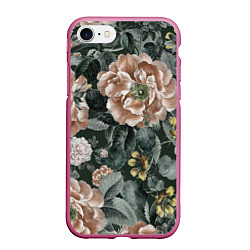 Чехол iPhone 7/8 матовый Цветы Анемоны Ночного Сада, цвет: 3D-малиновый