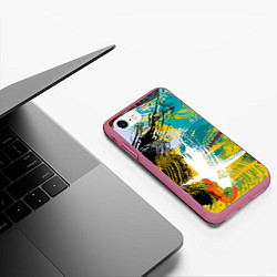 Чехол iPhone 7/8 матовый Абстрактные мазки цветной краской strokes of paint, цвет: 3D-малиновый — фото 2