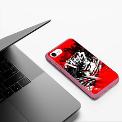 Чехол iPhone 7/8 матовый БЕРСЕРК - BERSERK БРЫЗГИ, цвет: 3D-малиновый — фото 2