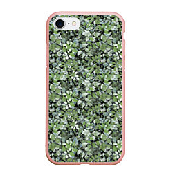 Чехол iPhone 7/8 матовый Летний лесной камуфляж в зеленых тонах, цвет: 3D-светло-розовый