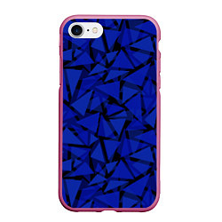Чехол iPhone 7/8 матовый Синие треугольники-геометрический узор, цвет: 3D-малиновый