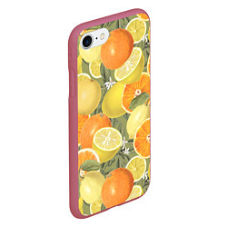 Чехол iPhone 7/8 матовый Апельсины и Лимоны, цвет: 3D-малиновый — фото 2