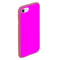 Чехол iPhone 7/8 матовый Однотонный розовый неоновый Пион, цвет: 3D-малиновый — фото 2