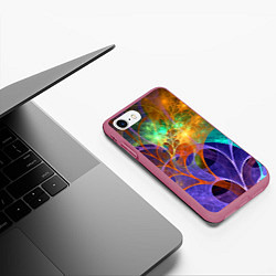 Чехол iPhone 7/8 матовый Растительный абстрактный паттерн Лето Floral Abstr, цвет: 3D-малиновый — фото 2