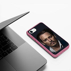 Чехол iPhone 7/8 матовый Джонни Депп Johnny Depp, цвет: 3D-малиновый — фото 2