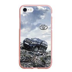 Чехол iPhone 7/8 матовый Toyota Land Cruiser Prado на скальных камнях Mount, цвет: 3D-светло-розовый