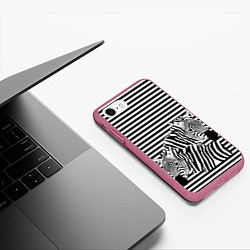 Чехол iPhone 7/8 матовый Матросы на зебрах, цвет: 3D-малиновый — фото 2