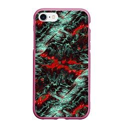 Чехол iPhone 7/8 матовый Красно-Белая Вулканическая Лава, цвет: 3D-малиновый
