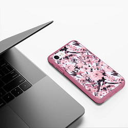 Чехол iPhone 7/8 матовый Цветы Розовые Пионы На Светлом Фоне, цвет: 3D-малиновый — фото 2