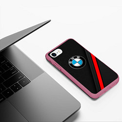 Чехол iPhone 7/8 матовый Bmw - бмв Абстракция, цвет: 3D-малиновый — фото 2