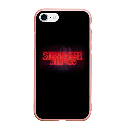 Чехол iPhone 7/8 матовый С логотипом Stranger Things, цвет: 3D-светло-розовый