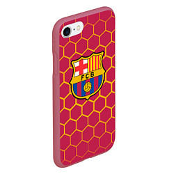 Чехол iPhone 7/8 матовый FC BARCELONA соты, цвет: 3D-малиновый — фото 2