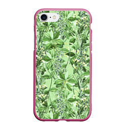 Чехол iPhone 7/8 матовый Цветы Синеголовники, цвет: 3D-малиновый