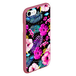 Чехол iPhone 7/8 матовый Floral pattern Summer night Fashion trend, цвет: 3D-малиновый — фото 2
