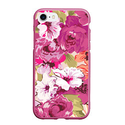 Чехол iPhone 7/8 матовый Красочный цветочный паттерн Лето Fashion trend 202, цвет: 3D-малиновый