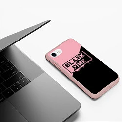 Чехол iPhone 7/8 матовый BLACKPINK BIG LOGO, цвет: 3D-светло-розовый — фото 2