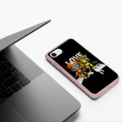 Чехол iPhone 7/8 матовый 3д роботы с подписью, цвет: 3D-светло-розовый — фото 2