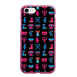 Чехол iPhone 7/8 матовый POPPY PLAYTIME HAGGY WAGGY AND KISSY MISSY PATTERN, цвет: 3D-малиновый