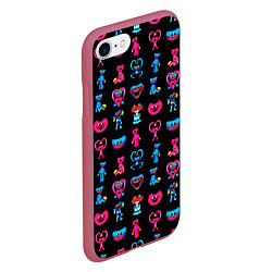 Чехол iPhone 7/8 матовый POPPY PLAYTIME HAGGY WAGGY AND KISSY MISSY PATTERN, цвет: 3D-малиновый — фото 2