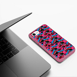 Чехол iPhone 7/8 матовый POPPY PLAYTIME HAGGY WAGGY AND KISSY MISSY ПАТТЕРН, цвет: 3D-малиновый — фото 2
