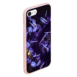 Чехол iPhone 7/8 матовый Неоновые фигуры с лазерами - Фиолетовый, цвет: 3D-светло-розовый — фото 2