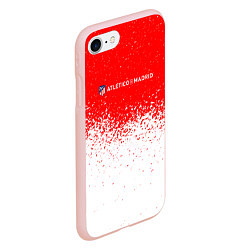 Чехол iPhone 7/8 матовый Атлетико белые брызги, цвет: 3D-светло-розовый — фото 2