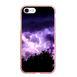 Чехол iPhone 7/8 матовый Purple Lightning, цвет: 3D-светло-розовый