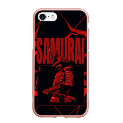 Чехол iPhone 7/8 матовый Красный самурай с красными разводами