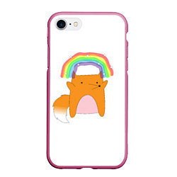 Чехол iPhone 7/8 матовый Rainbow Fox, цвет: 3D-малиновый