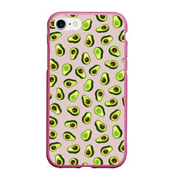Чехол iPhone 7/8 матовый Авокадо, текстильный паттерн, цвет: 3D-малиновый