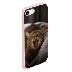 Чехол iPhone 7/8 матовый Эх, поспать бы! Зевающий котяра, цвет: 3D-светло-розовый — фото 2