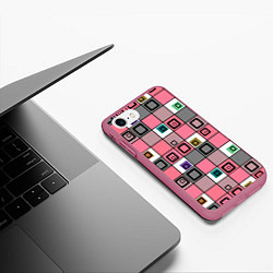 Чехол iPhone 7/8 матовый Розовый геометрический узор Geometric shapes, цвет: 3D-малиновый — фото 2