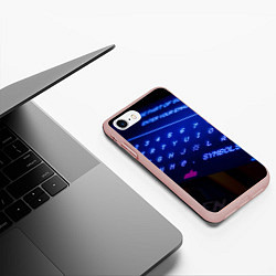 Чехол iPhone 7/8 матовый Неоновая клавиатура - Синий, цвет: 3D-светло-розовый — фото 2