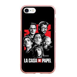 Чехол iPhone 7/8 матовый Бумажный дом La Casa De Papel, цвет: 3D-светло-розовый