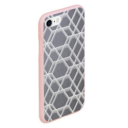 Чехол iPhone 7/8 матовый Белые неоновые соты, цвет: 3D-светло-розовый — фото 2