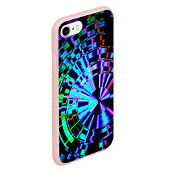 Чехол iPhone 7/8 матовый Неоновые дискообразные узоры - Синий, цвет: 3D-светло-розовый — фото 2