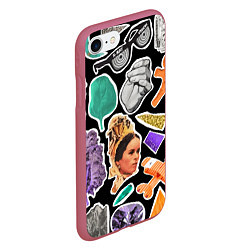 Чехол iPhone 7/8 матовый Underground pattern Fashion trend, цвет: 3D-малиновый — фото 2