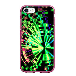 Чехол iPhone 7/8 матовый Неоновые дискообразные узоры - Зелёный, цвет: 3D-малиновый