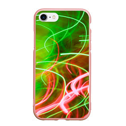 Чехол iPhone 7/8 матовый Неоновые линии и фонари - Зелёный
