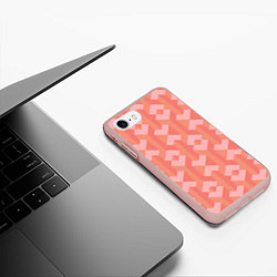 Чехол iPhone 7/8 матовый Геометрический узор розового цвета geometric pink, цвет: 3D-светло-розовый — фото 2