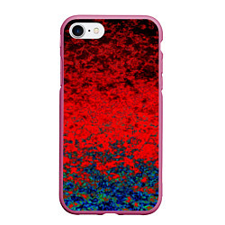 Чехол iPhone 7/8 матовый Абстрактный узор мраморный красно-синий, цвет: 3D-малиновый