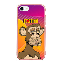 Чехол iPhone 7/8 матовый Ape coin i love NFT, цвет: 3D-светло-розовый