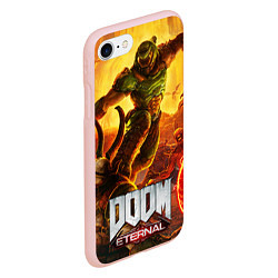 Чехол iPhone 7/8 матовый Doomguy - demon fight, цвет: 3D-светло-розовый — фото 2