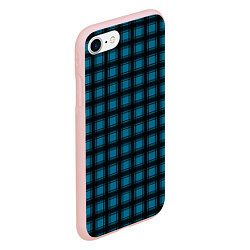 Чехол iPhone 7/8 матовый Black and blue plaid, цвет: 3D-светло-розовый — фото 2
