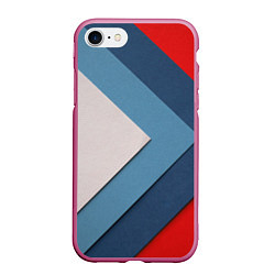 Чехол iPhone 7/8 матовый Абстрактная геометрия - Синий, цвет: 3D-малиновый