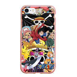 Чехол iPhone 7/8 матовый One Pieceгерои, цвет: 3D-светло-розовый