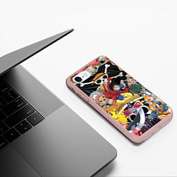 Чехол iPhone 7/8 матовый One Pieceгерои, цвет: 3D-светло-розовый — фото 2