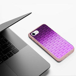 Чехол iPhone 7/8 матовый Фиолетово-розовый геометрический узор Градиент, цвет: 3D-светло-розовый — фото 2