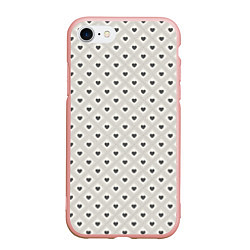 Чехол iPhone 7/8 матовый Черно-белые сердечки, цвет: 3D-светло-розовый